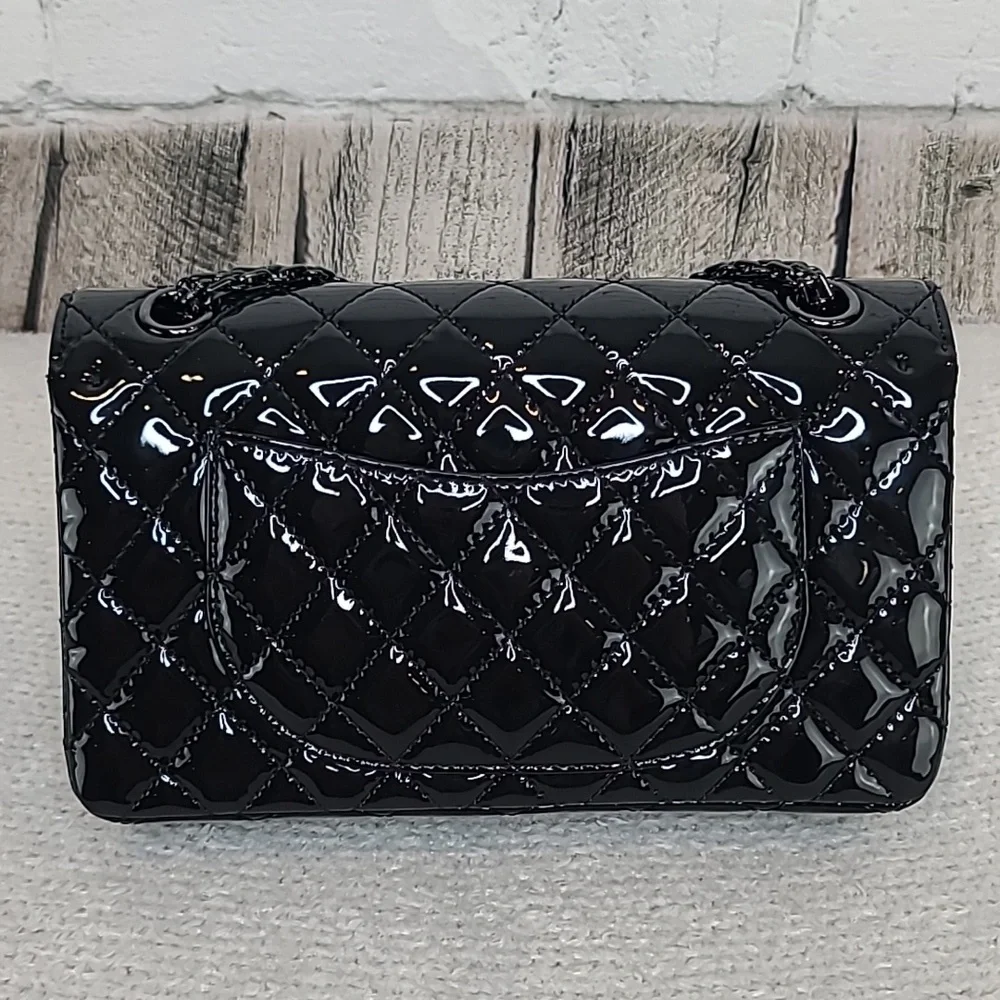 Chanel So Black Classic Patent Quilted Med 2.55 Reissue Double Flap Bag NWT/NIB
